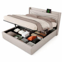 POLSTERBETT 160/200 cm in Beige Stoff mit Bettkasten, USB und Type-C - Beige, Holzwerkstoff/Textil (160/200cm) - CHICFURN