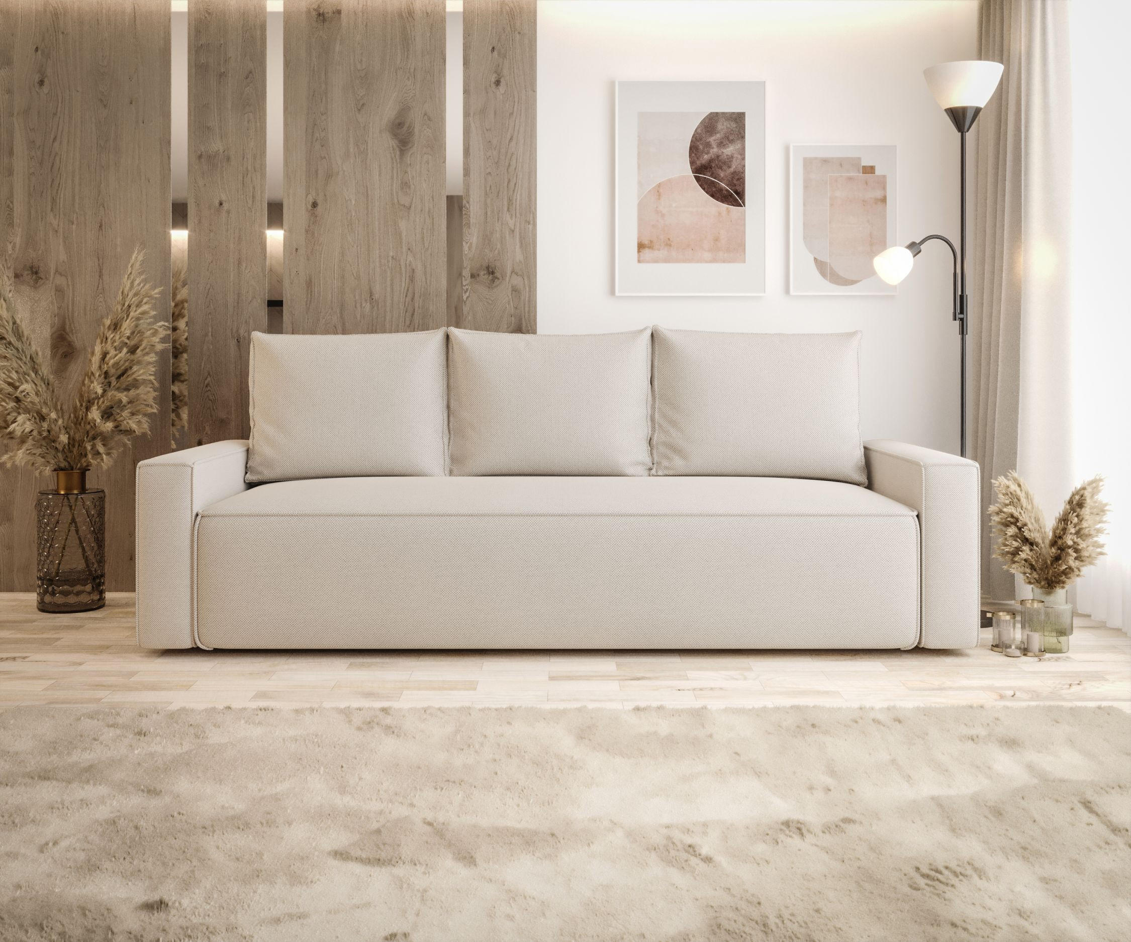 SOFA mit Schlaffunktion SAVIO Curio 09 - Ecru, Textil (232/90/90cm) - Bedante