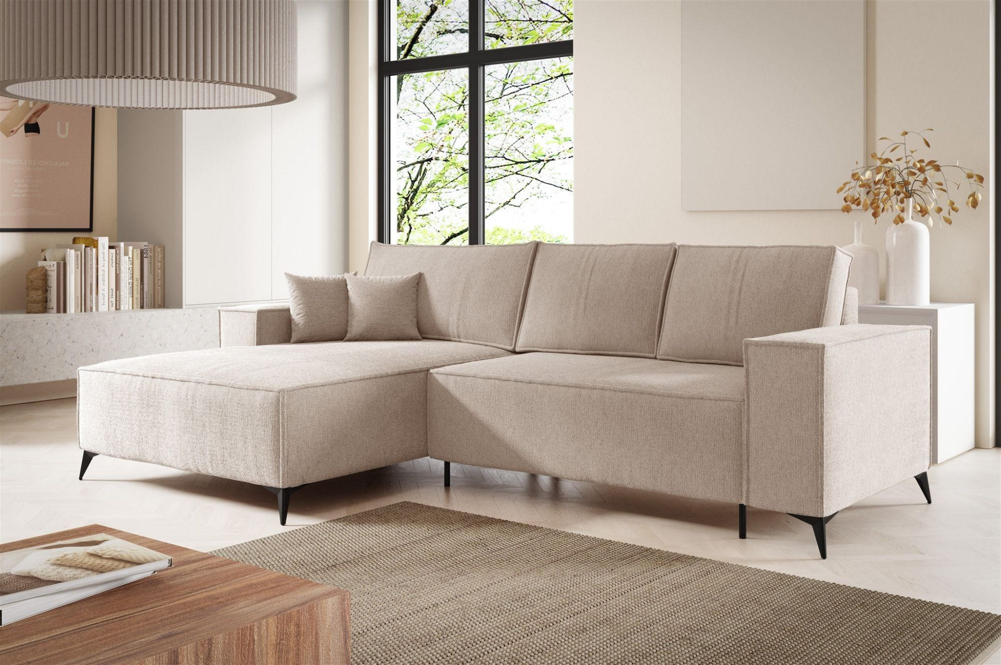 ECKSOFA Fiore - Creme, Holzwerkstoff/Textil (294/185cm) - Fun Möbel