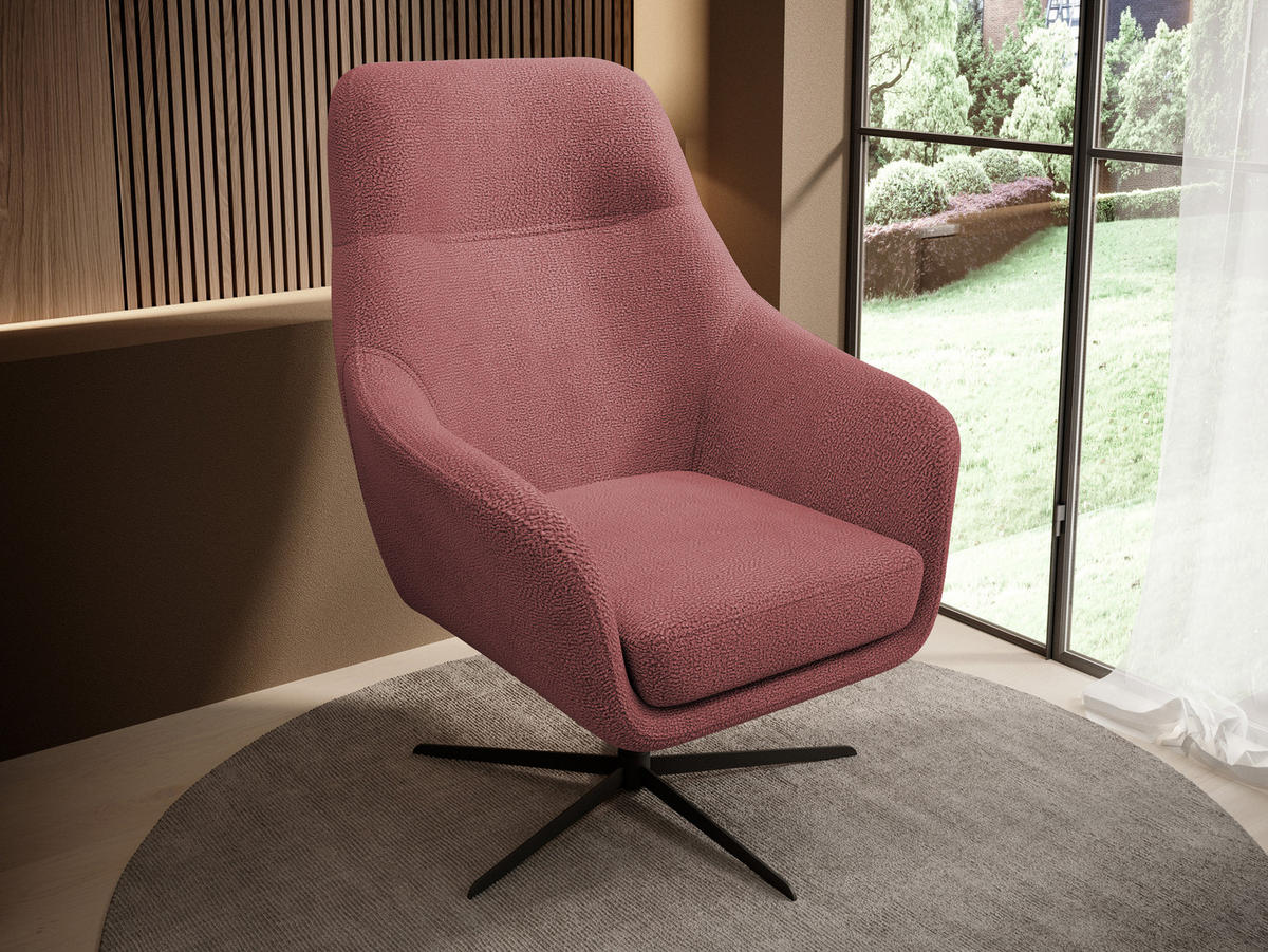 RELAXSESSEL Collection Drehstuhl CUBO – komfortabel, drehbar, modernes Design, 76x97x76 cm, Farbe - Schwarz/Rosa, Holz/Textil (76/97/76cm) - DomoHome
