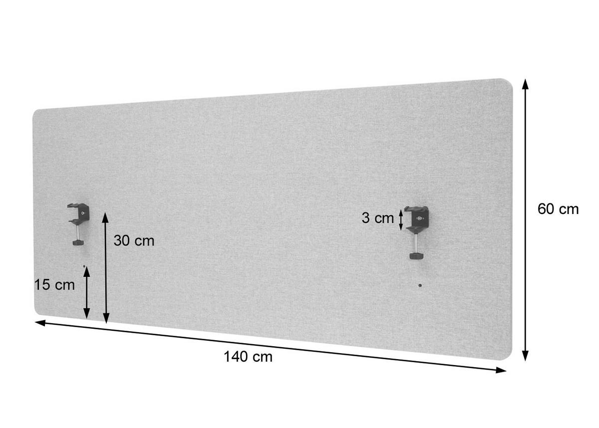 AKUSTIK-TISCHTRENNWAND Grau - Grau, Textil (140/60/2cm) - MCW