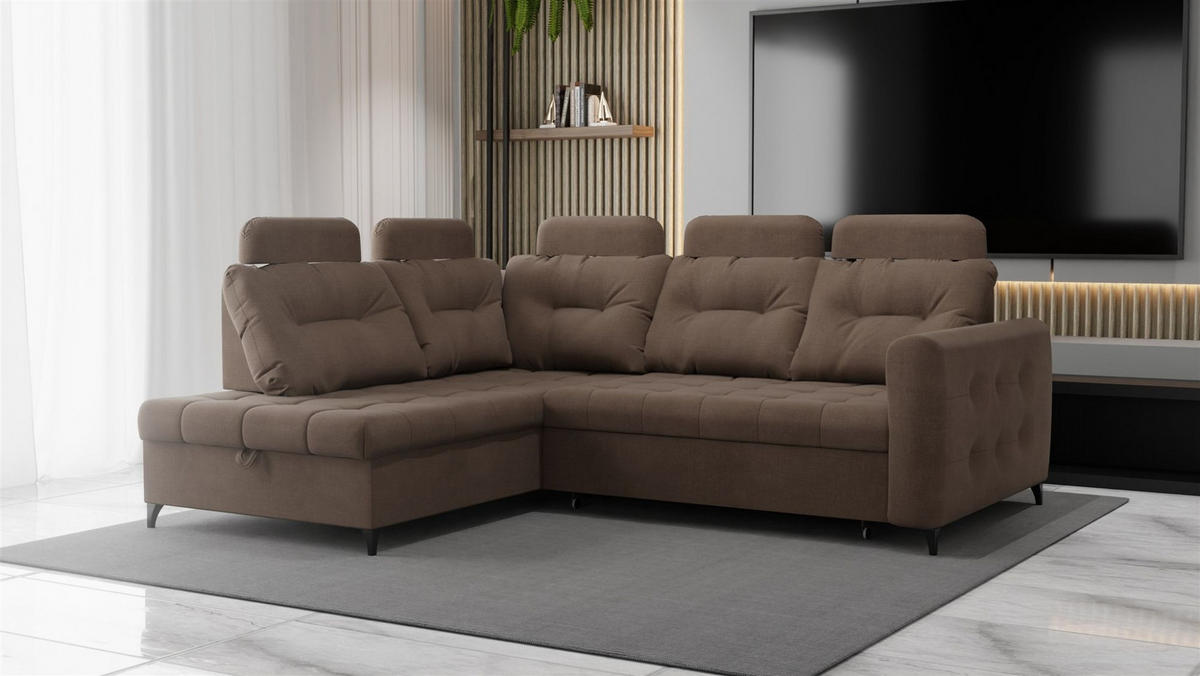 ECKSOFA Wendie - Braun, Holzwerkstoff/Textil (200/250cm) - Fun Möbel