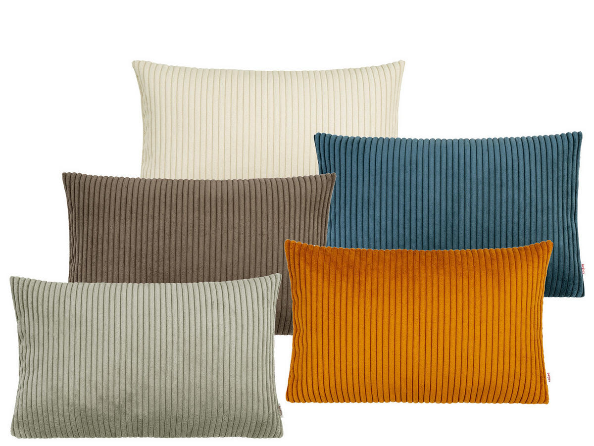 KISSENHÜLLE HYggelig No.2 Block Cord-Samt kreide-beige 50/30 cm - Ecru, Textil (30/50cm) - beties Heimtextil