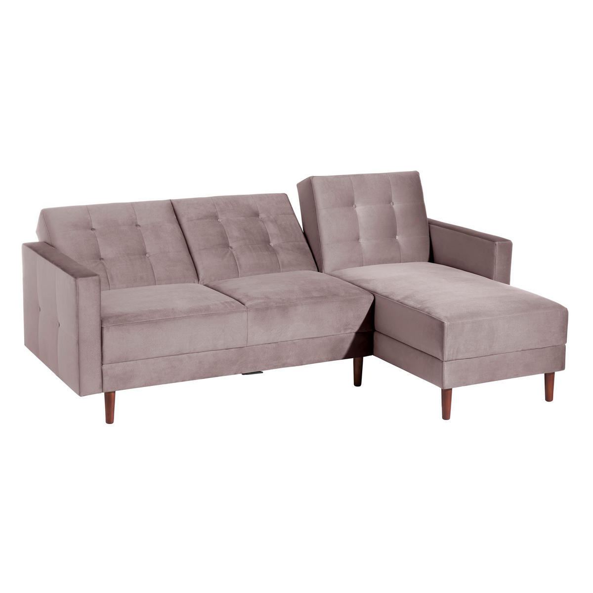 FUNKTIONSSOFA mit Hocker Katunia Samtvelours rosé - Rosa, Kunststoff (222/92/144cm) - 58aufmkessel