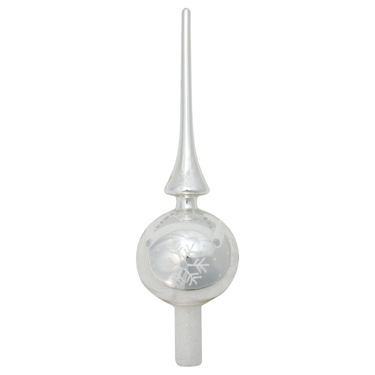 BAUMSPITZE Schneeflocke Silberfarbig 27cm (Glas / 1 Stk.) - Silberfarben, Glas (27cm) - Krebs Glas Lauscha