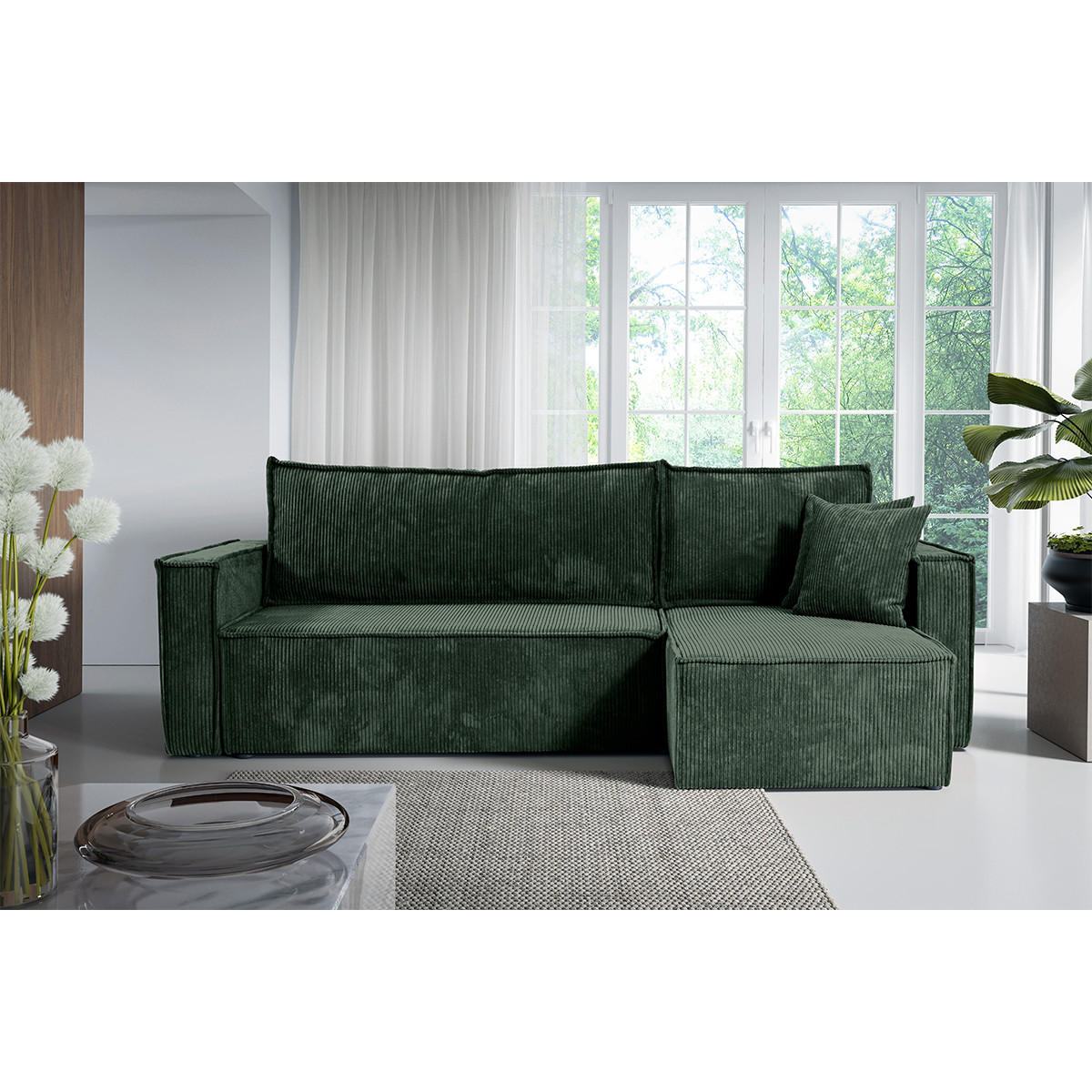 ECKSOFA Ezekiel 3 Sitzplätze Tannengrün - Grün, Holz (236/145cm) - Petits-meubles