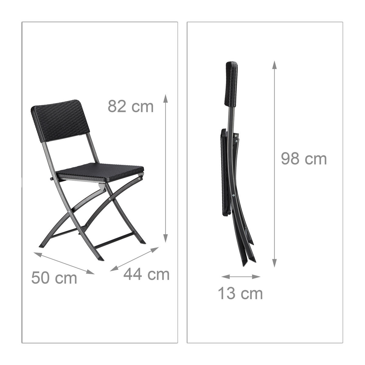 GARTENMÖBEL Set - Schwarz, Kunststoff/Metall - Relaxdays