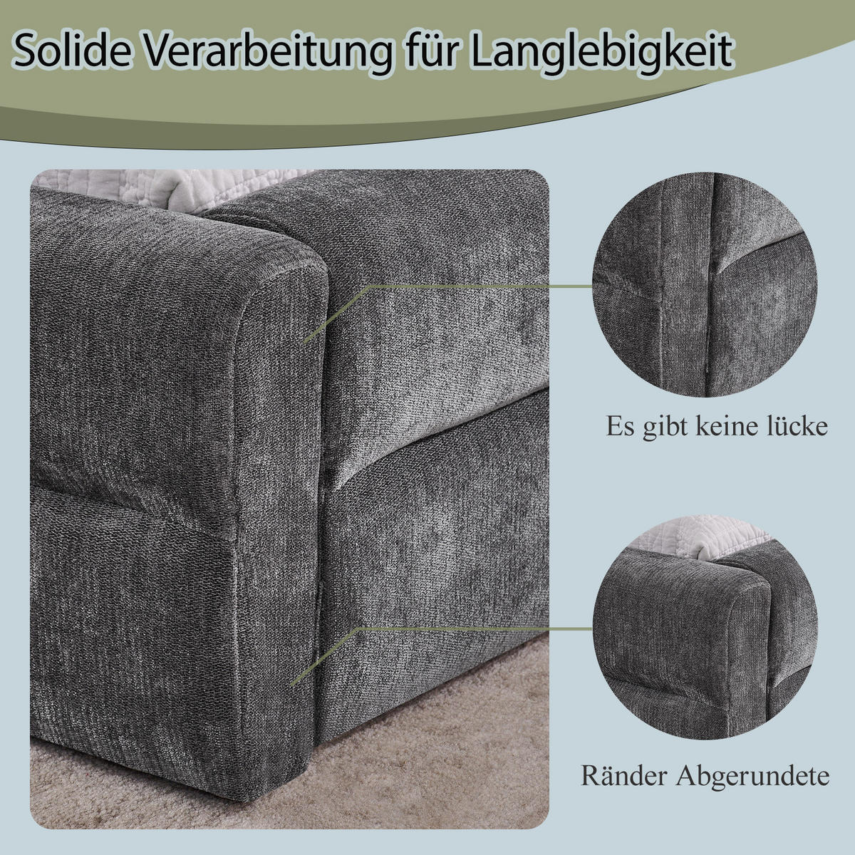 POLSTERBETT 160x200 cm Chenille grau - Dunkelgrau, Kunststoff (160/200cm) - LEBENLANG
