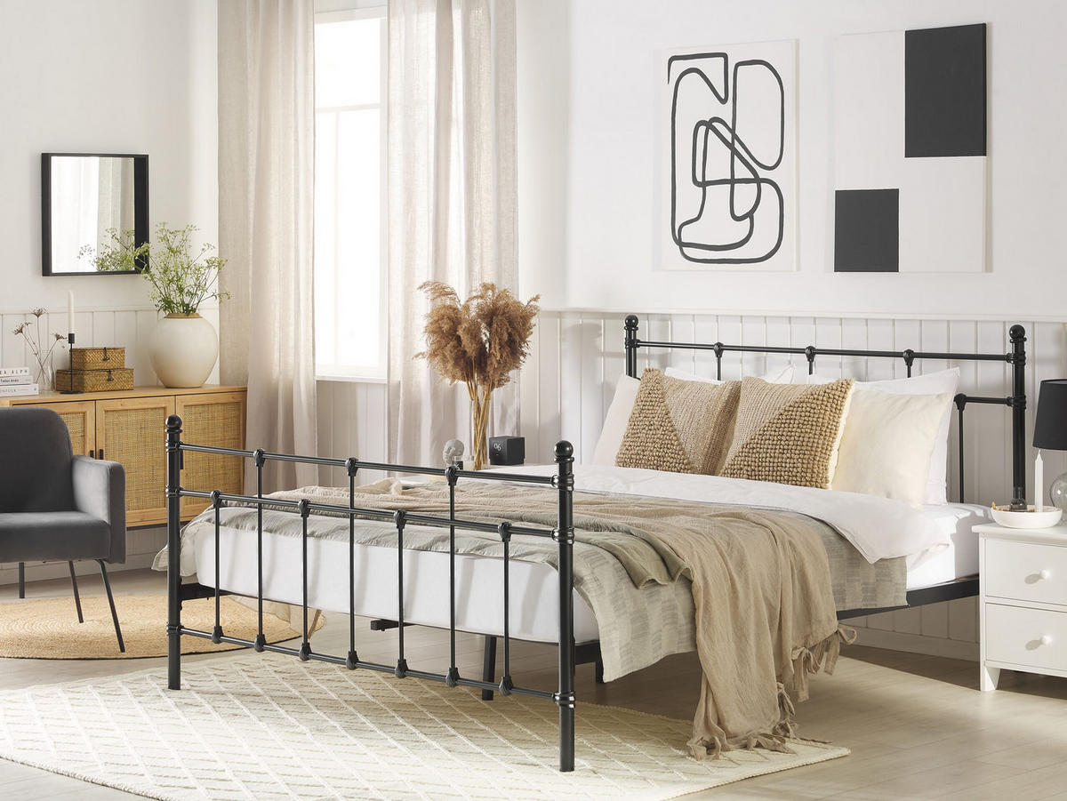 METALLBETT 140/200cm Schwarz Lynx - Schwarz, Metall (140/200cm) - Beliani