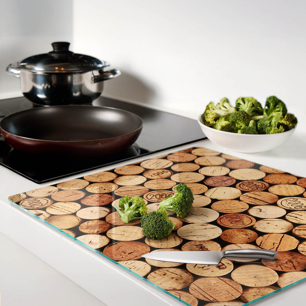 GLASPLATTE 60x52 cm Weinkorken - Beige, Glas (60/0.4/52cm) - TULUP
