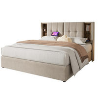 POLSTERBETT 160/200 cm in Natur mit Stauraum, kabellosem Laden und USB - Naturfarben, Textil (160/200cm) - Flora Grace
