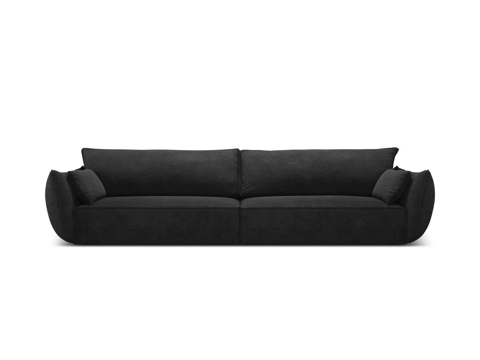 SOFA Kaelle aus Chenille-Stoff schwarz 4 Sitzplätze - Schwarz, Textil (110/85/248cm) - Micadoni