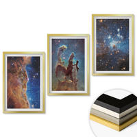 WANDBILDER 3er Set - 40x60 cm Goldrahmen - Weltraumlandschaften von Galaxien - Goldfarben, Kunststoff (40/60cm) - ArtPrintCave