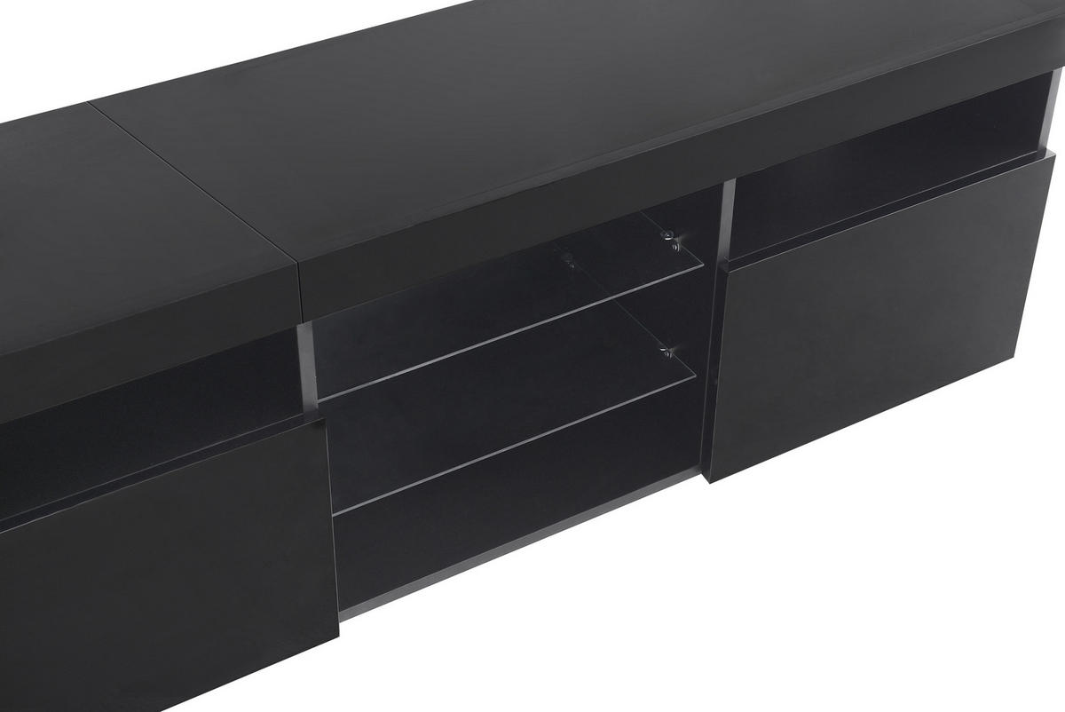 TV-BOARD Schwarz 180/35/48 cm mit LED-Beleuchtung - Schwarz, Holzwerkstoff (180/48/35cm) - PANGIVO