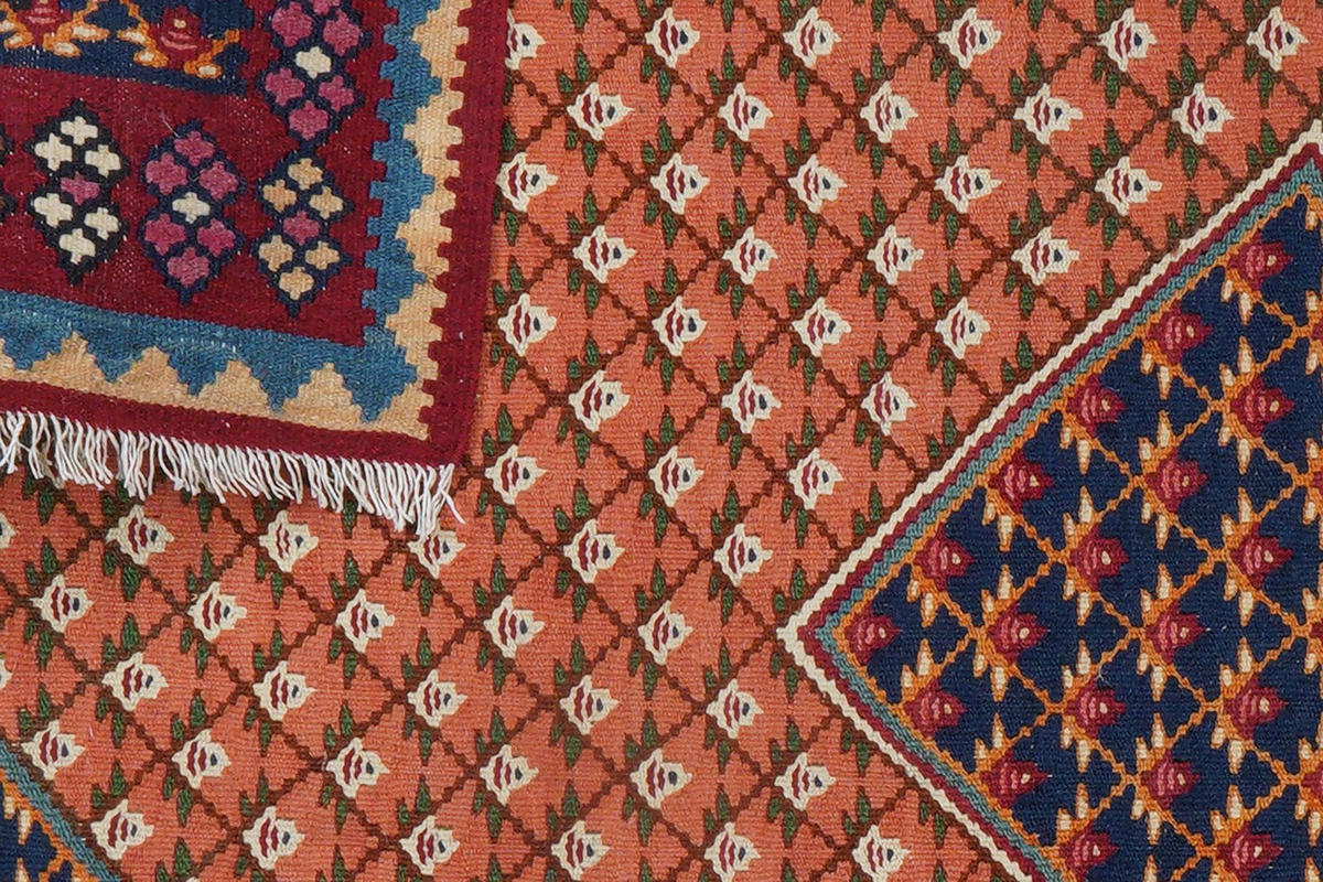 KELIM-TEPPICH handgewebt Senneh Orange 154/107 cm Schurwolle - Orange, Textil (107/154cm) - Looma