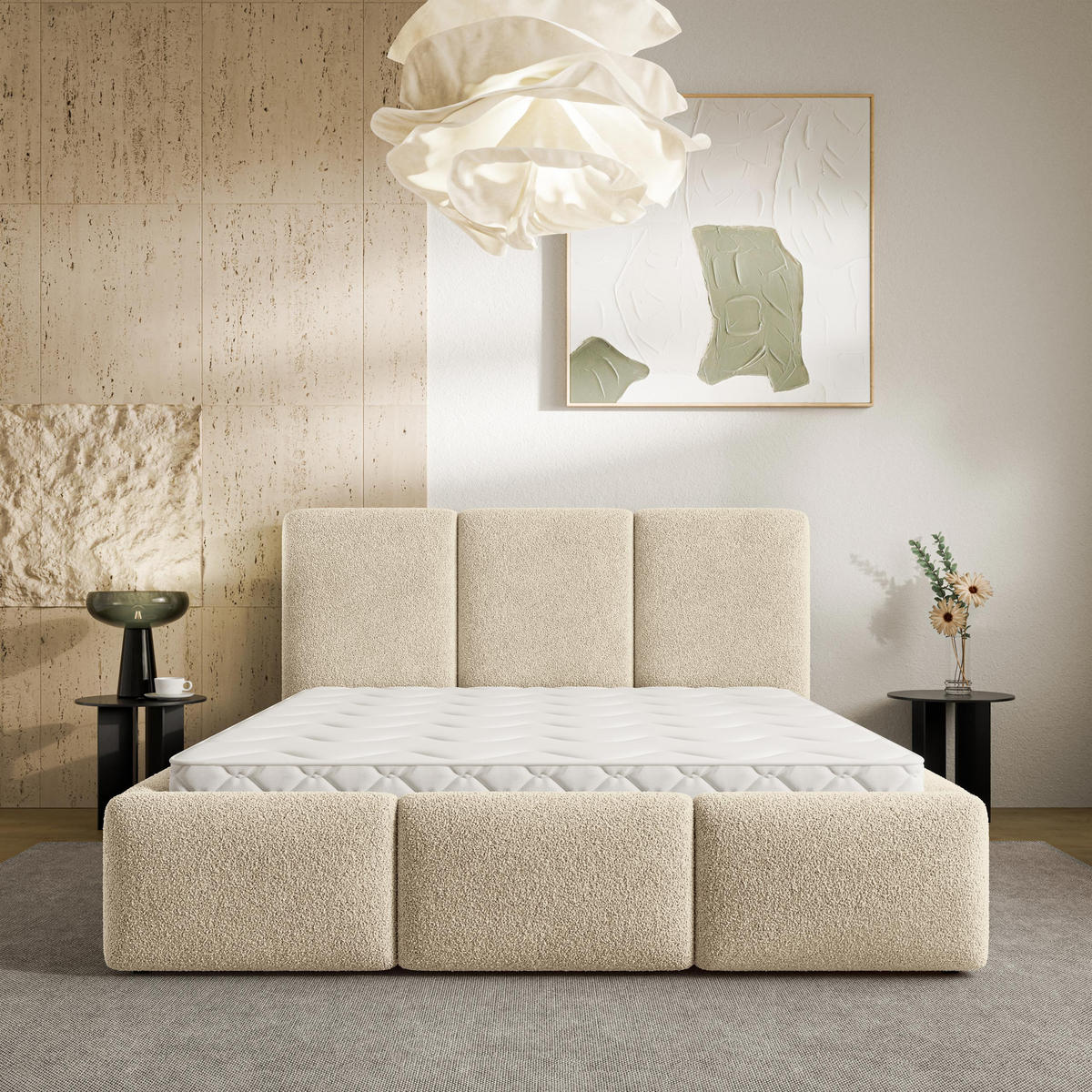 ČALOUNĚNÁ Postel ARSIL 160x200 cm Krémová - krémová, kompozitní dřevo/textil (160/200cm) - MASSENO