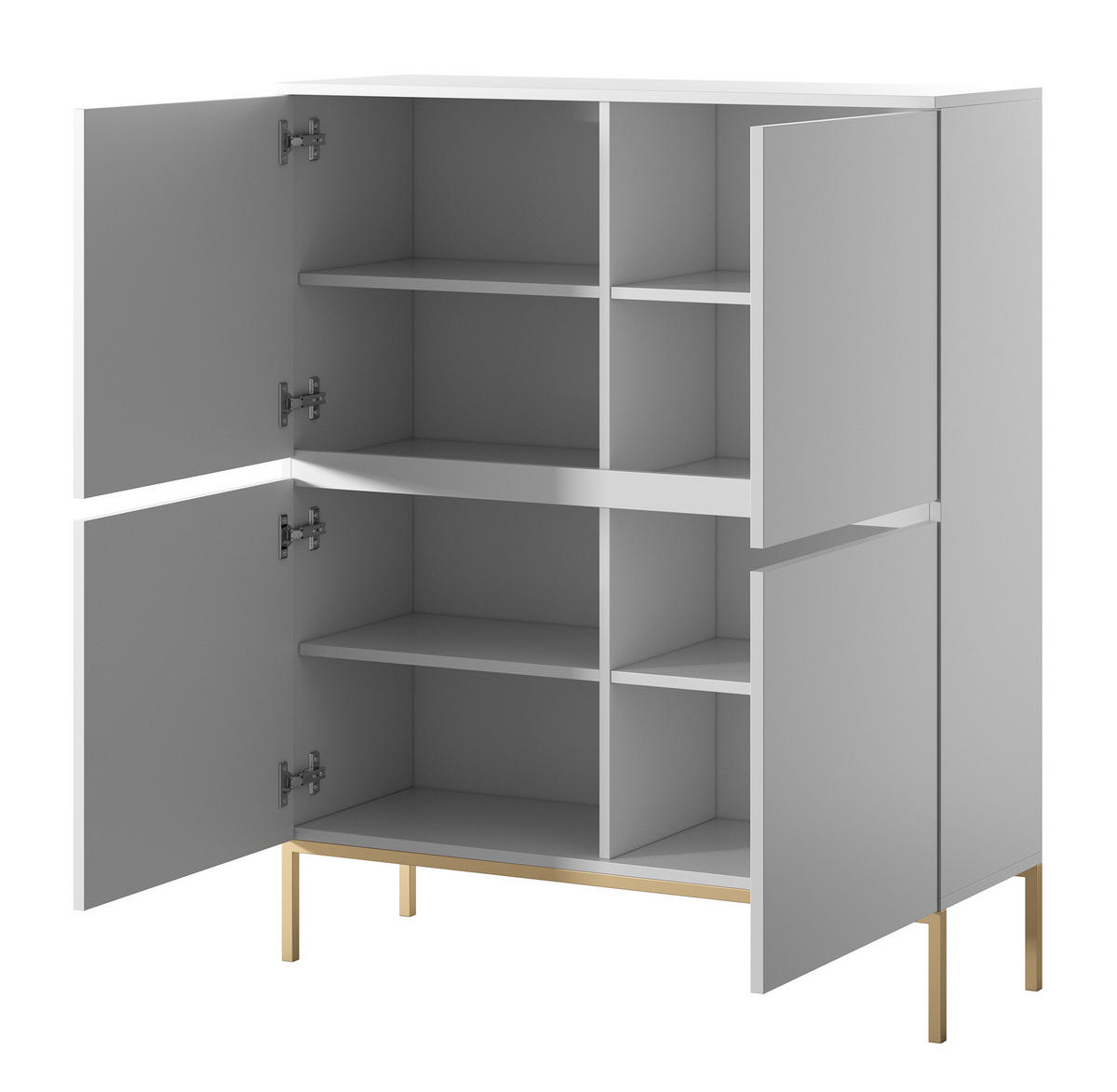 HIGHBOARD Bemmi Weiß mit goldenen Metallbeinen 100 cm - Goldfarben/Weiß, Holzwerkstoff/Metall (100/122/35cm) - Selsey