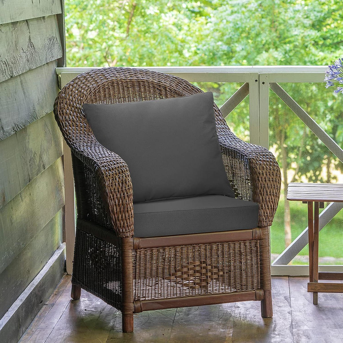 ZAHRADNÍ POLŠTÁŘ NA NÁBYTEK se sedacím a opěradlovým polštářem šedá barva - šedá, textil (60/55/60cm) - COSTWAY
