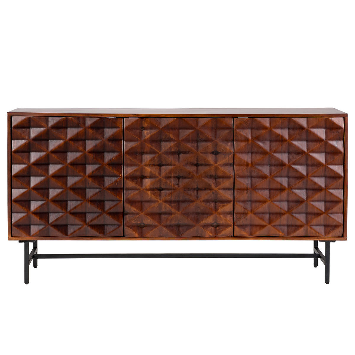 MASSIVES SIDEBOARD - Akazie / Schwarz - Schwarz/Braun, Holz/Metall (160/80/40cm) - home24