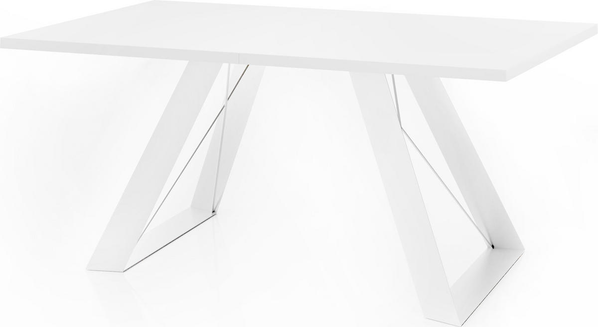 ESSTISCH Colter Weiß rechteckig ausziehbar, Weiß 160-260/90/76 cm - Weiß, Holzwerkstoff/Metall (160/90/76cm) - WFL GROUP