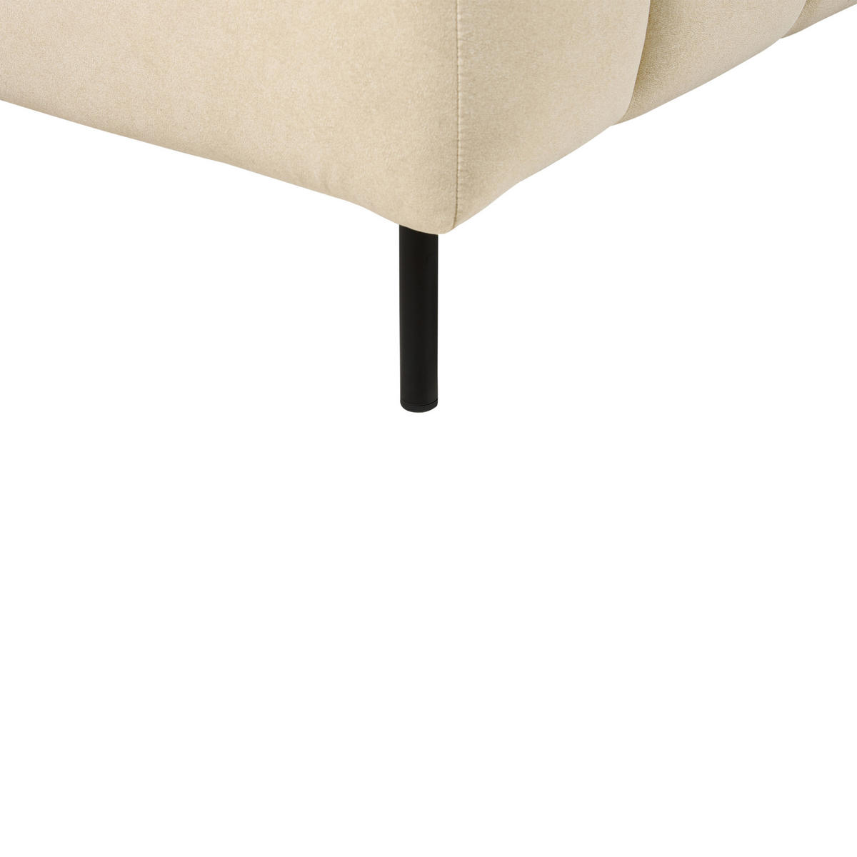 CHAISELONGUE Samtstoff beige rechtsseitig Lannils - Beige/Schwarz, Textil (156/67/76cm) - Beliani