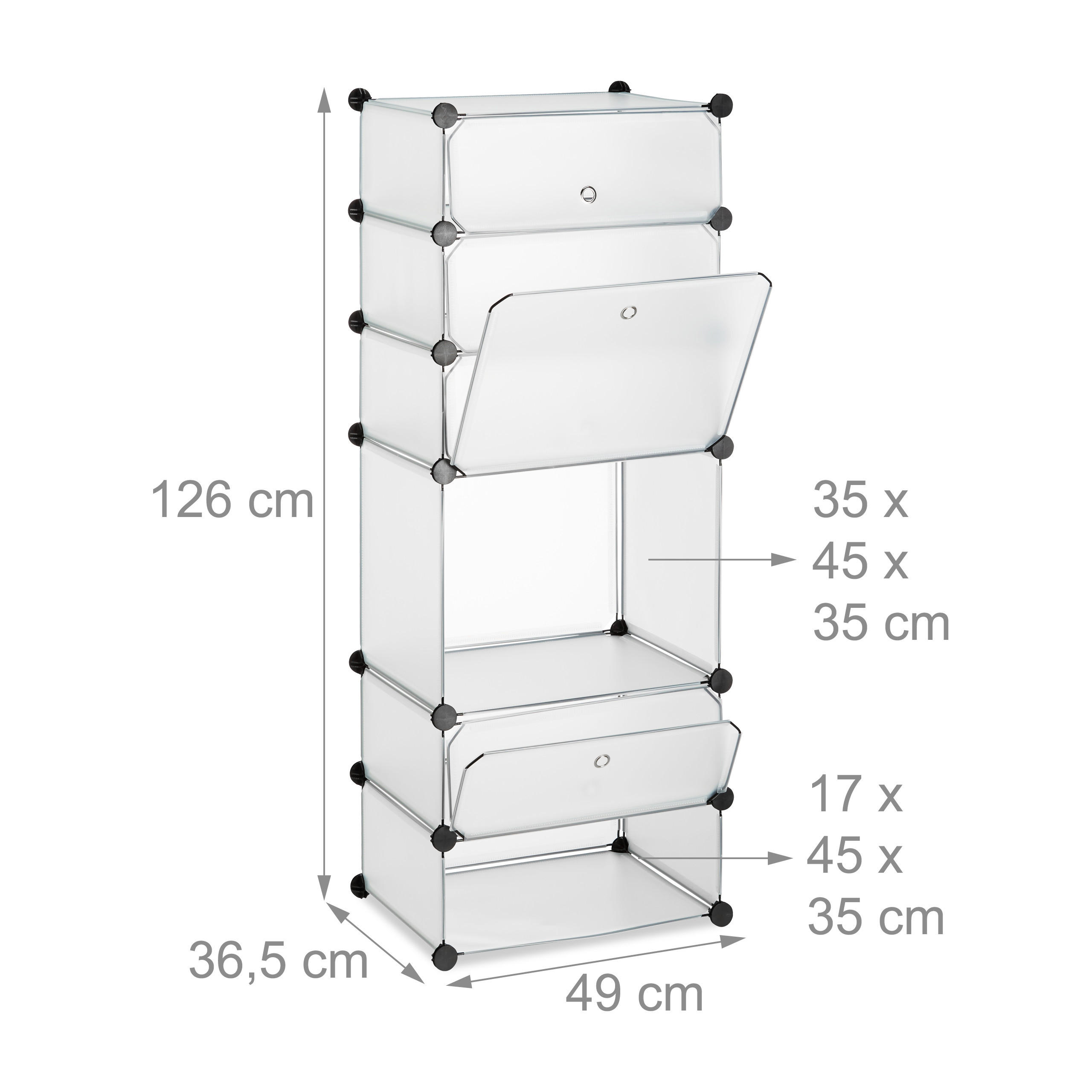 Thumbnail - Relaxdays Schuhregal, Transparent, Kunststoff, Metall, 49x126x36.5 cm, Garderobe, Schuhaufbewahrung, Schuhregale