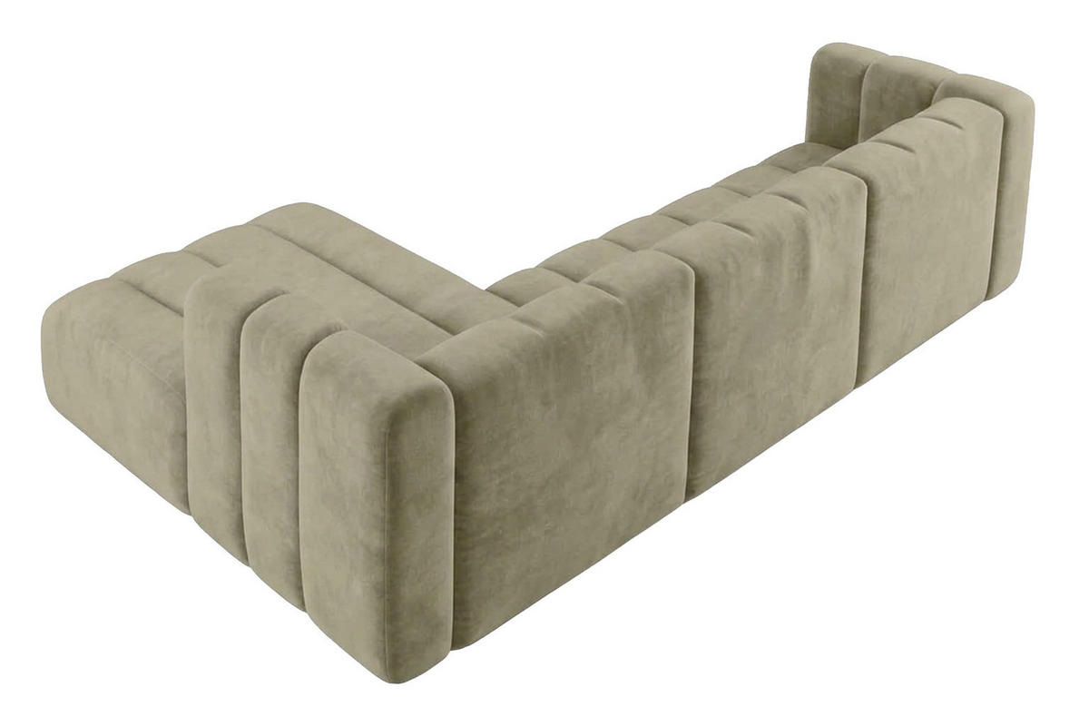 ECKSOFA Modulares In L-Form, Velvet-Stoff Riviera, Beige, Links, GRAND 318 cm - Beige, Holz (318/179cm) - Kaiser Möbel