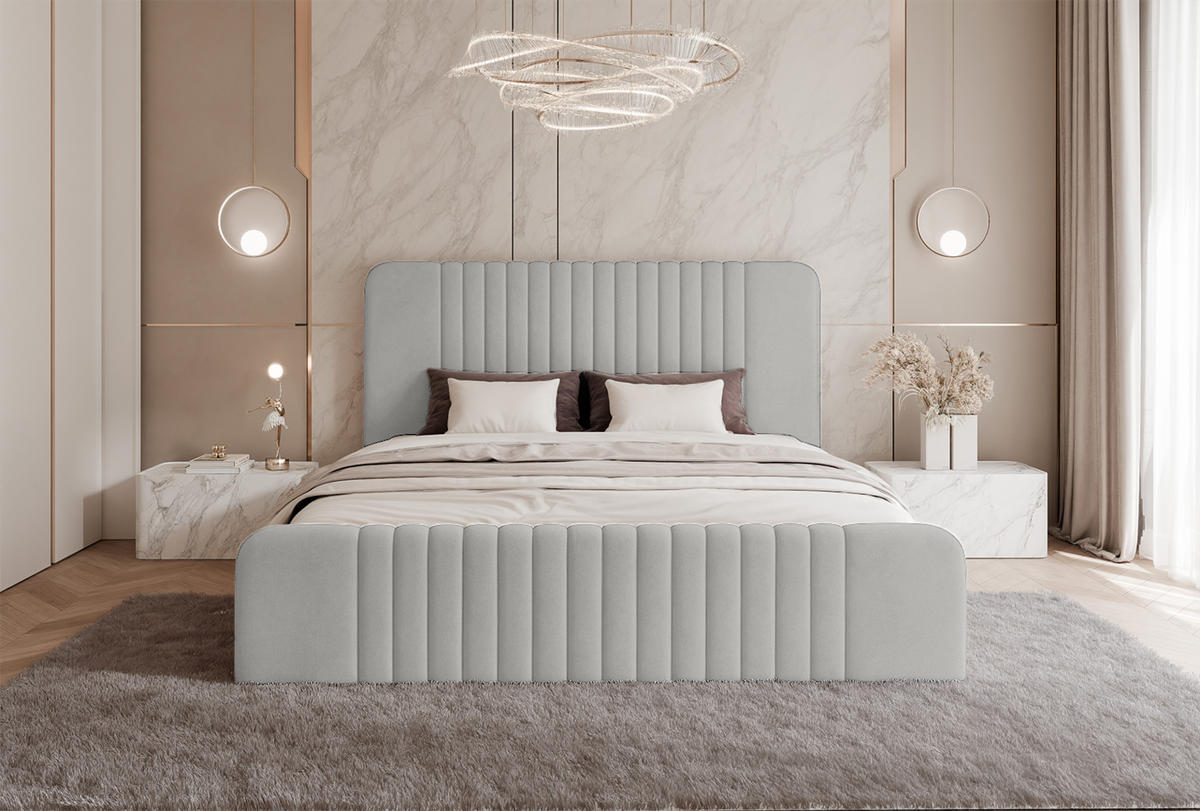 POLSTERBETT Pariotto 200x200 cm, Hellgrau - Hellgrau, Textil (200/200cm) - Fedve