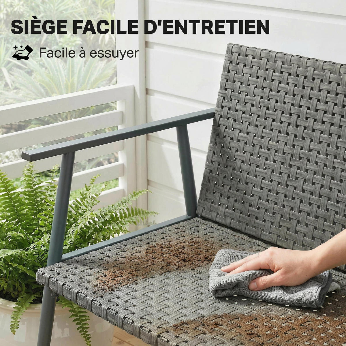 GARTENBANK 2-Sitzer DE-13690 mit Armlehnen & verstellbaren Füßen Grau - Grau, Metall (110/78/58cm) - ComfortXL