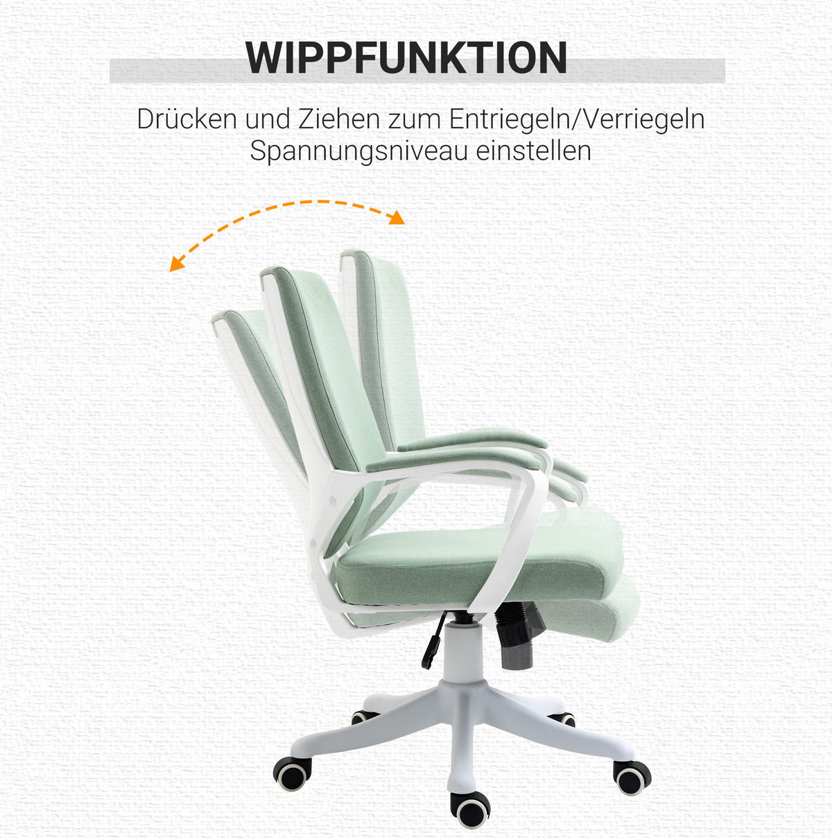 BÜROSTUHL in Grün 69x62x100 cm mit Höhenverstellung und Wippfunktion - Grün, Textil (62/100/69cm) - IVMEU