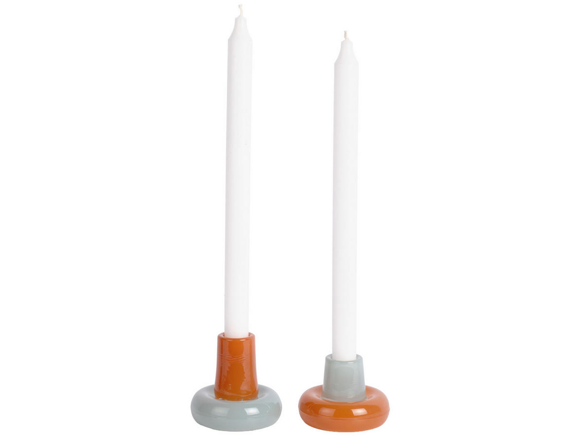 KERZENSTÄNDER Set Firenze - Blau/Orange - 8 cm - Orange, Glas (2/8/2cm) - Present Time