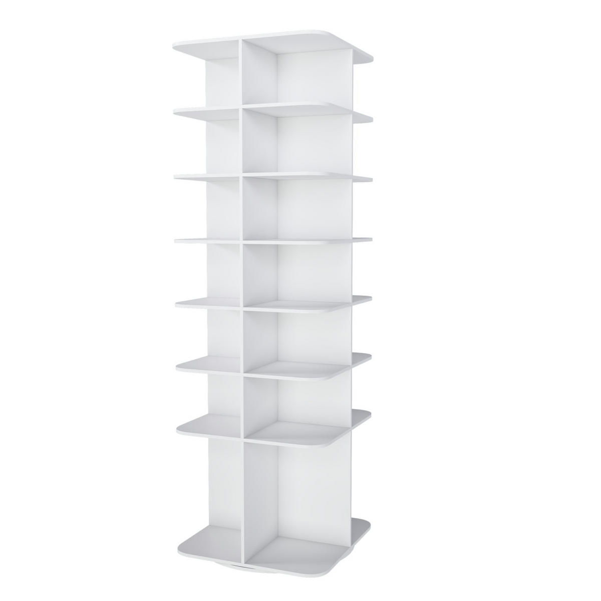 SCHUHREGAL aus PVC 60x60x184 cm Weiß drehbar, 7 Ebenen und hoher Bodenfreiheit - Weiß, Holzwerkstoff (184/60/60cm) - Modfu