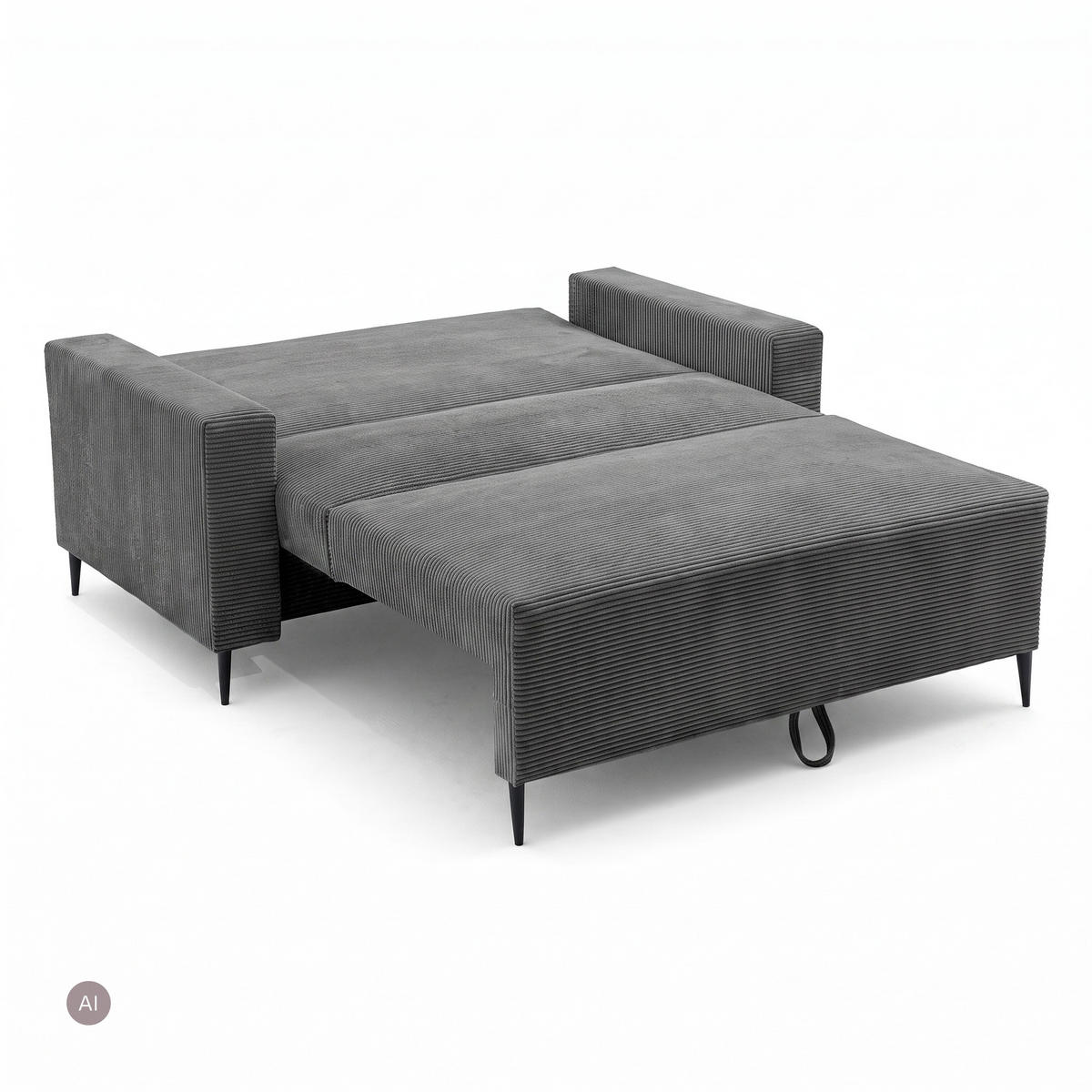 3-SITZER-SOFA EDEL mit Schlaffunktion und Bettkasten, Cordstoff Grau - Schwarz/Grau, Holz/Textil (165/94/100cm) - NACANAPA