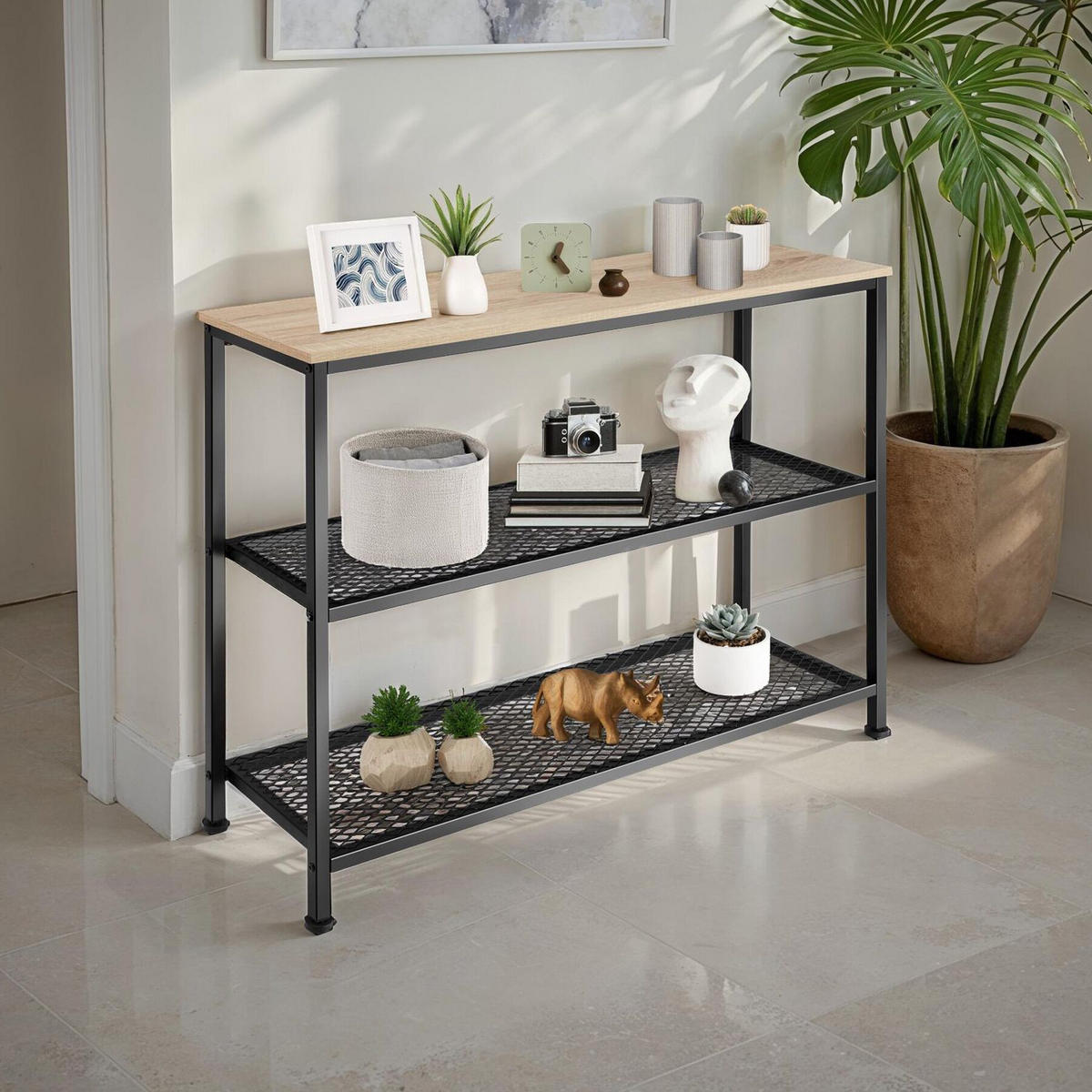 KONSOLENTISCH Bristol,100 x 30 x 81 cm,Industrial Holz hell, Eiche Sonoma - Naturfarben, Holz (100/30/81cm) - tectake