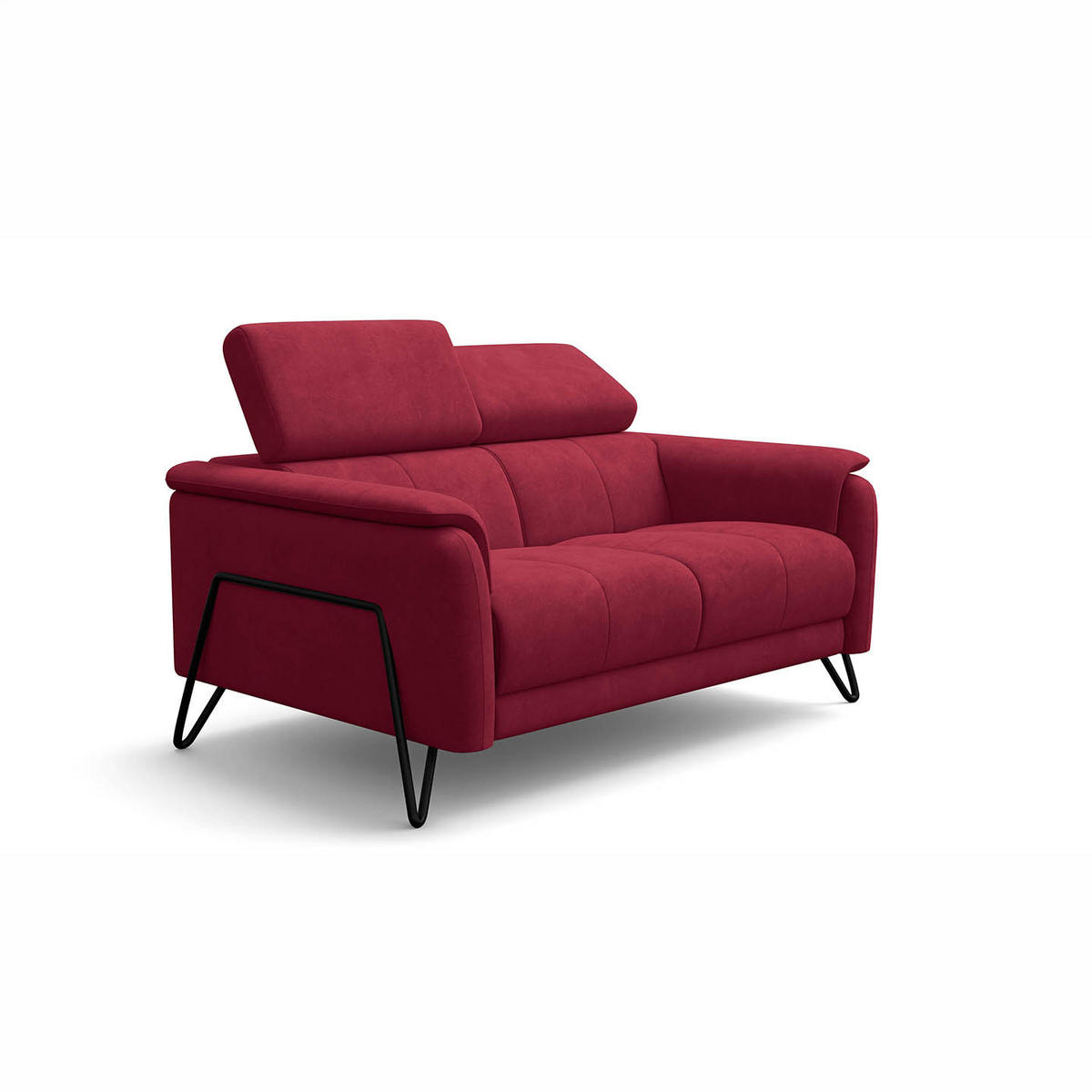 SOFA RODEN 2-Sitzer, rostrot, Veloursstoff - Rot, Holz/Textil (152/82/103cm) - Wozimo