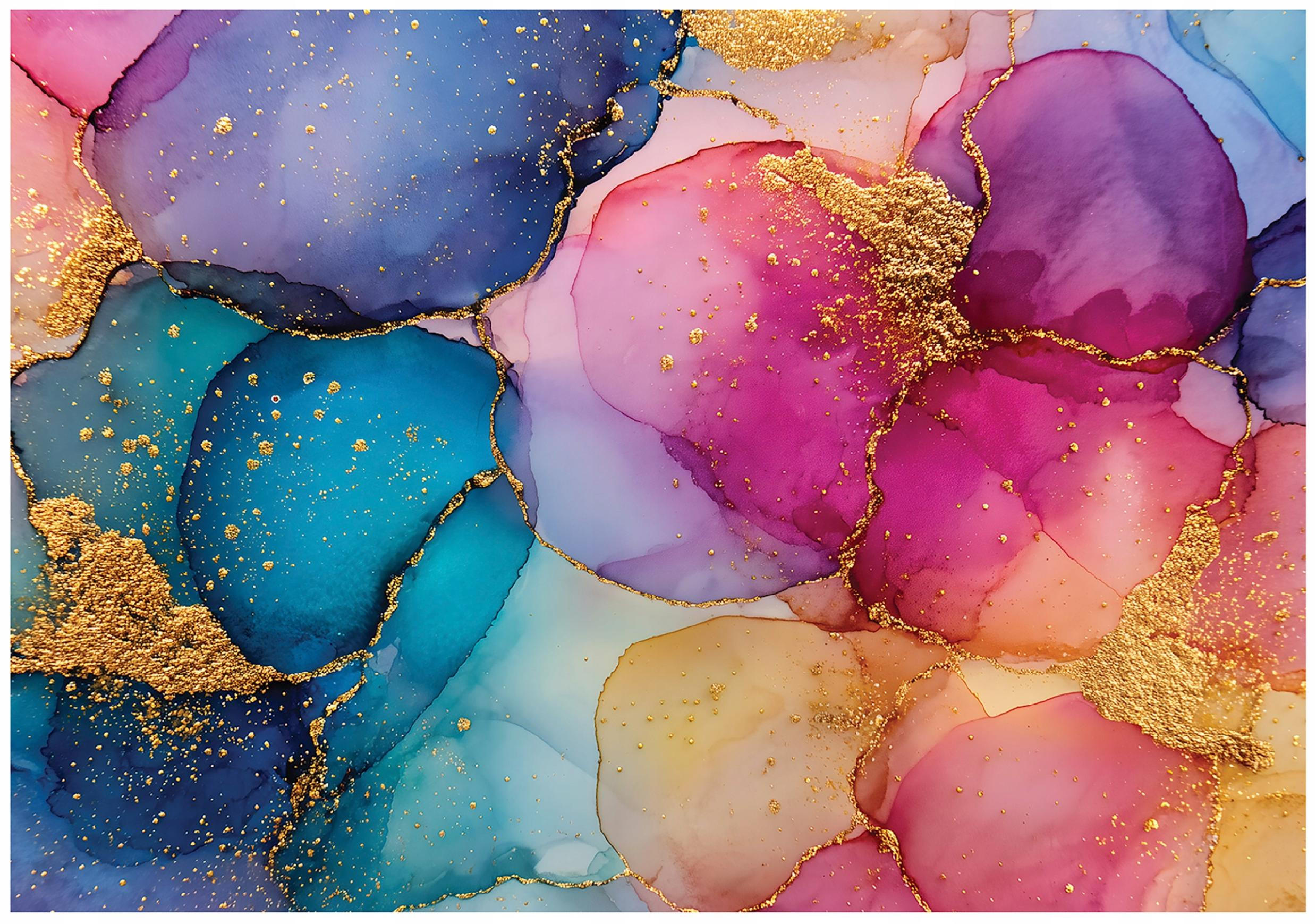 FOTOTAPETE Abstrakt Aquarell Bunt 300x210 cm - Multicolor, Papier (300/210cm) - Wallarena