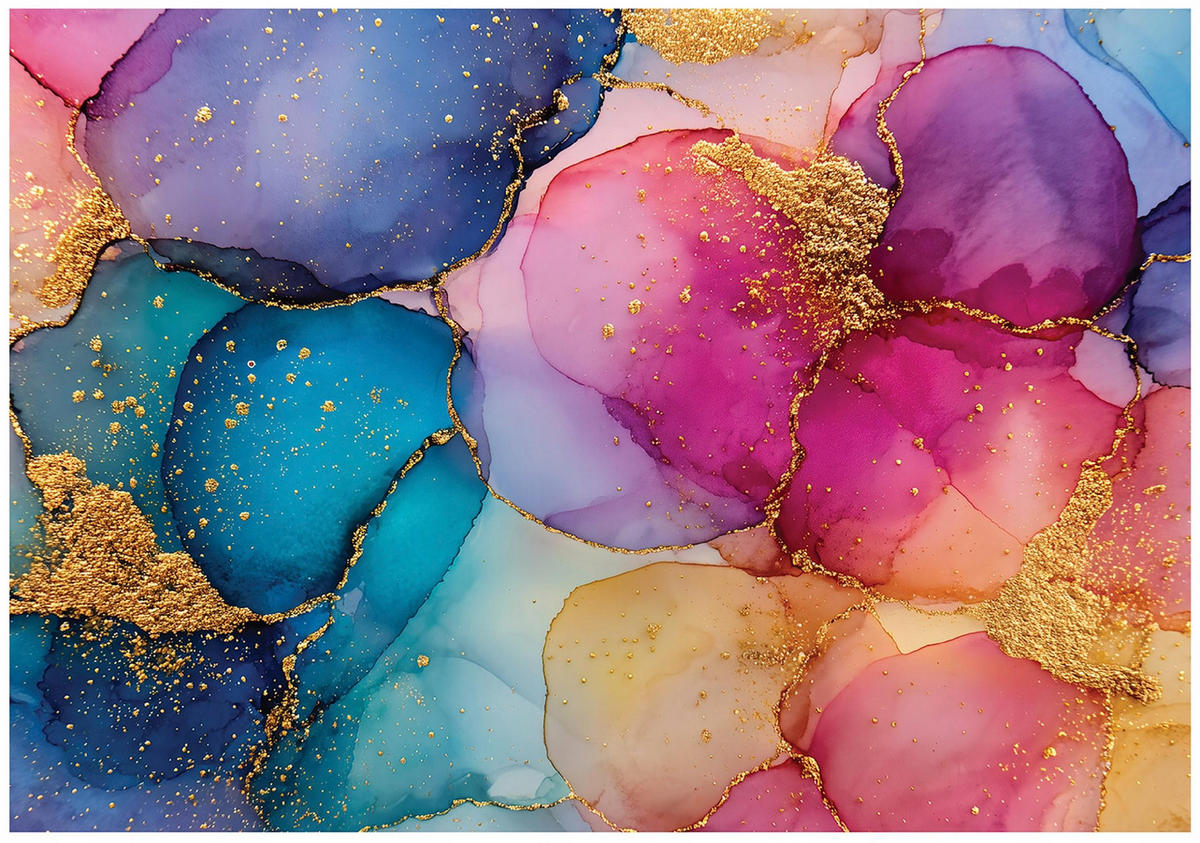 FOTOTAPETE Abstrakt Aquarell Bunt 300x210 cm - Multicolor, Papier (300/210cm) - Wallarena