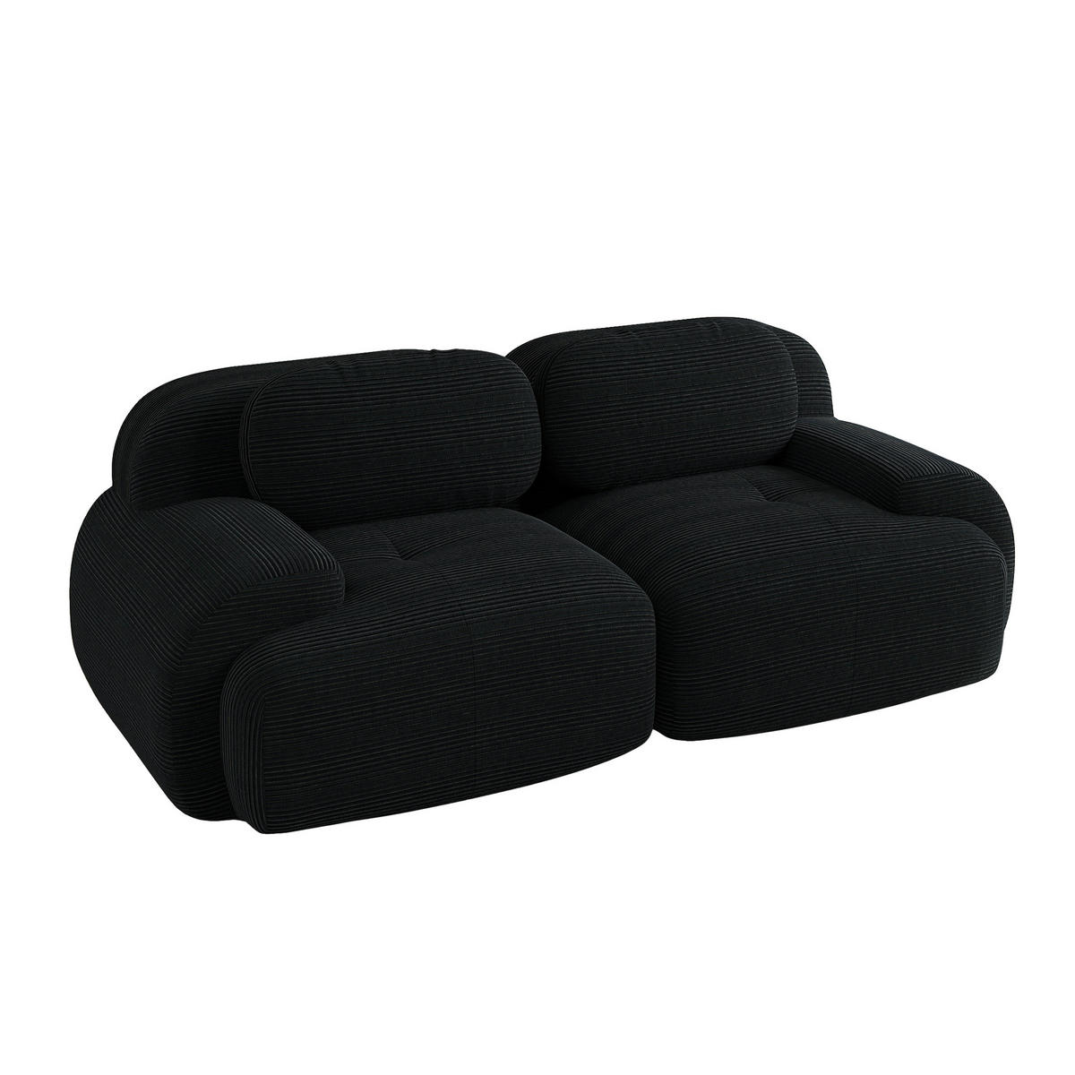 SOFA 2-Sitzer 208/103/75 cm Schwarz - Schwarz, Textil (103/75/208cm)