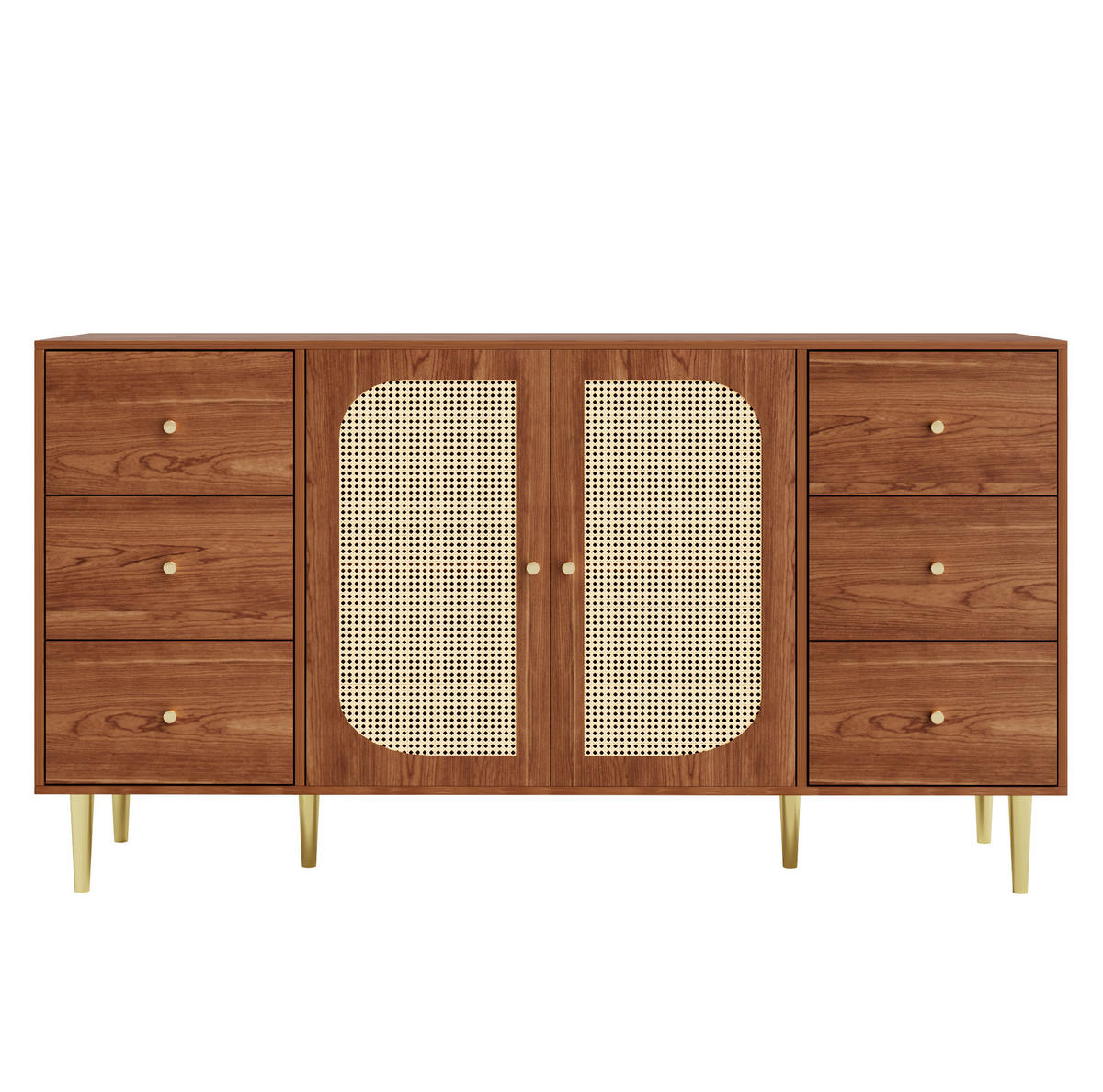 SIDEBOARD 160/40/90 cm Holz aus MDF mit Rattantüren - Eichefarben, Holzwerkstoff (40/90/160cm) - OKMYHOME