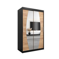 SCHWEBETÜRENSCHRANK 200/120/62 2-türig - Silberfarben/Schwarz, Holz/Kunststoff (120/200/62cm) - Abiks Möbel