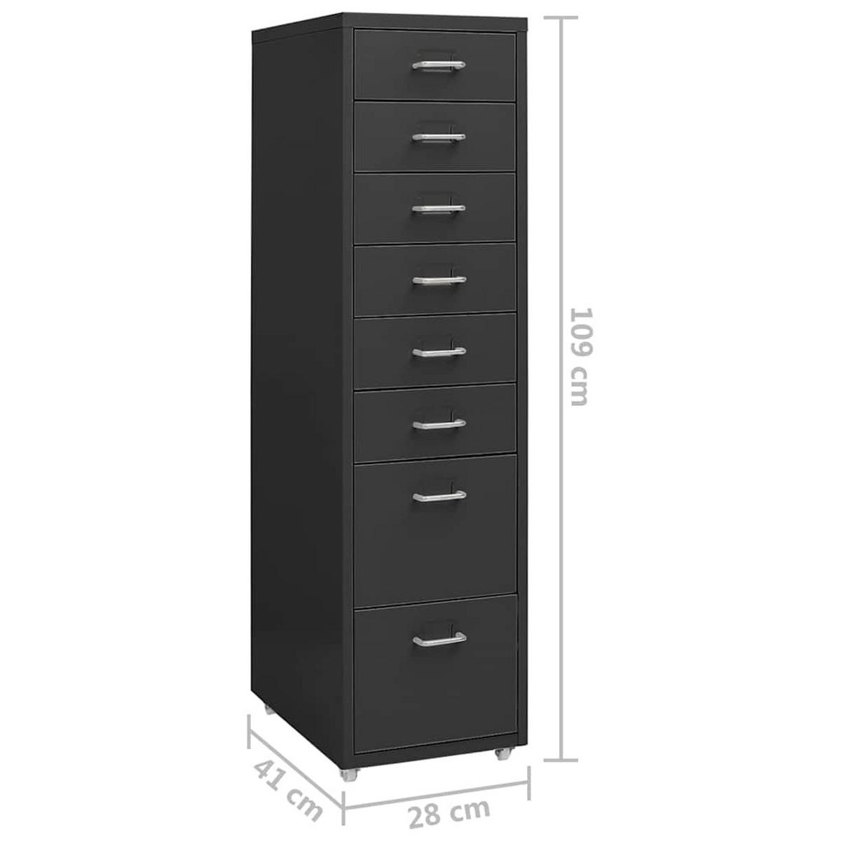 AKTENSCHRANK Mit Rollen Anthrazit 28/41/109 Cm Metall - Anthrazit, Metall (41/109/28cm) - vidaXL