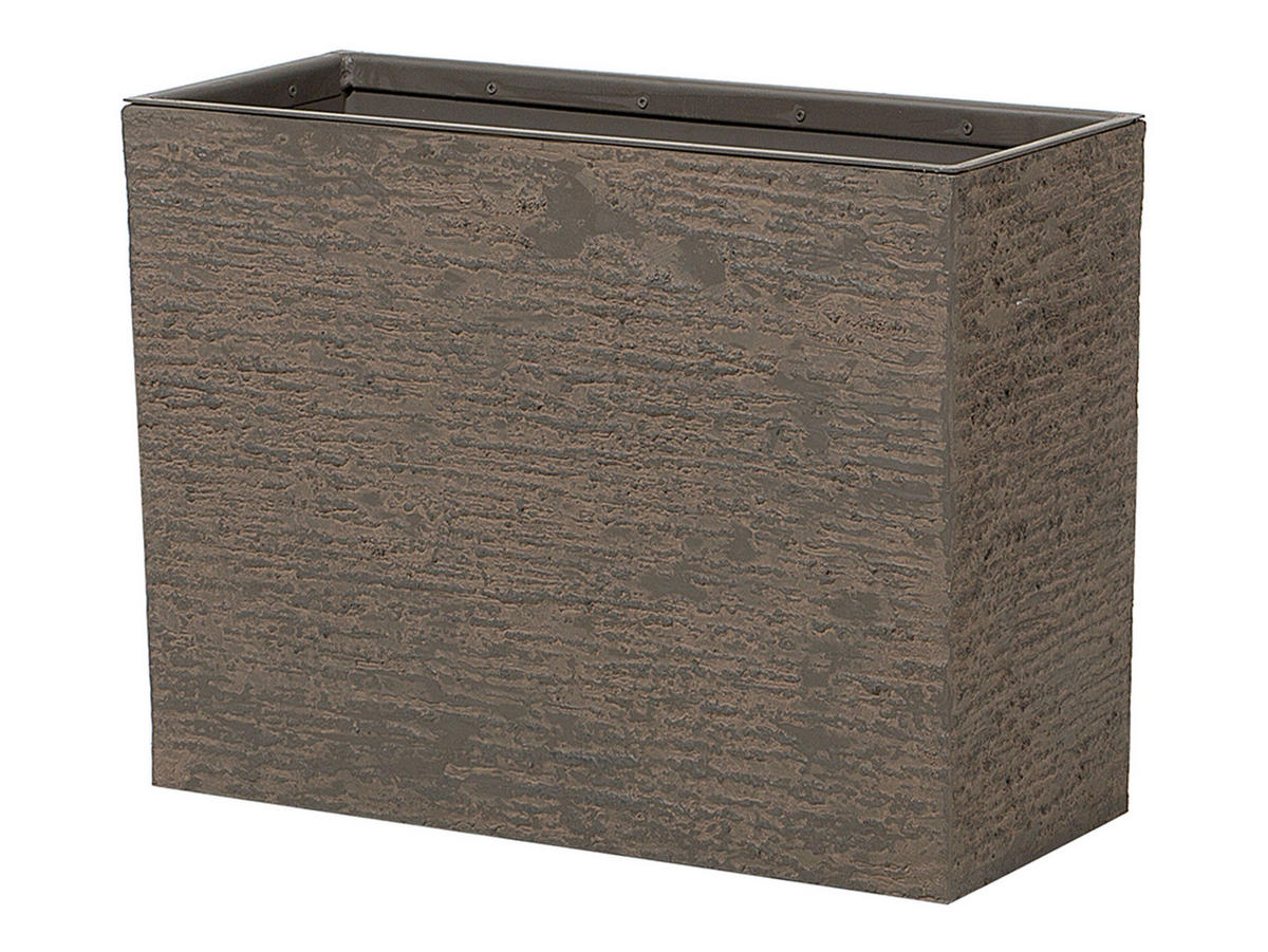 BLUMENTOPF dunkelbraun rechteckig 25/60/45 cm Edessa - Braun, Stein (45cm) - Beliani