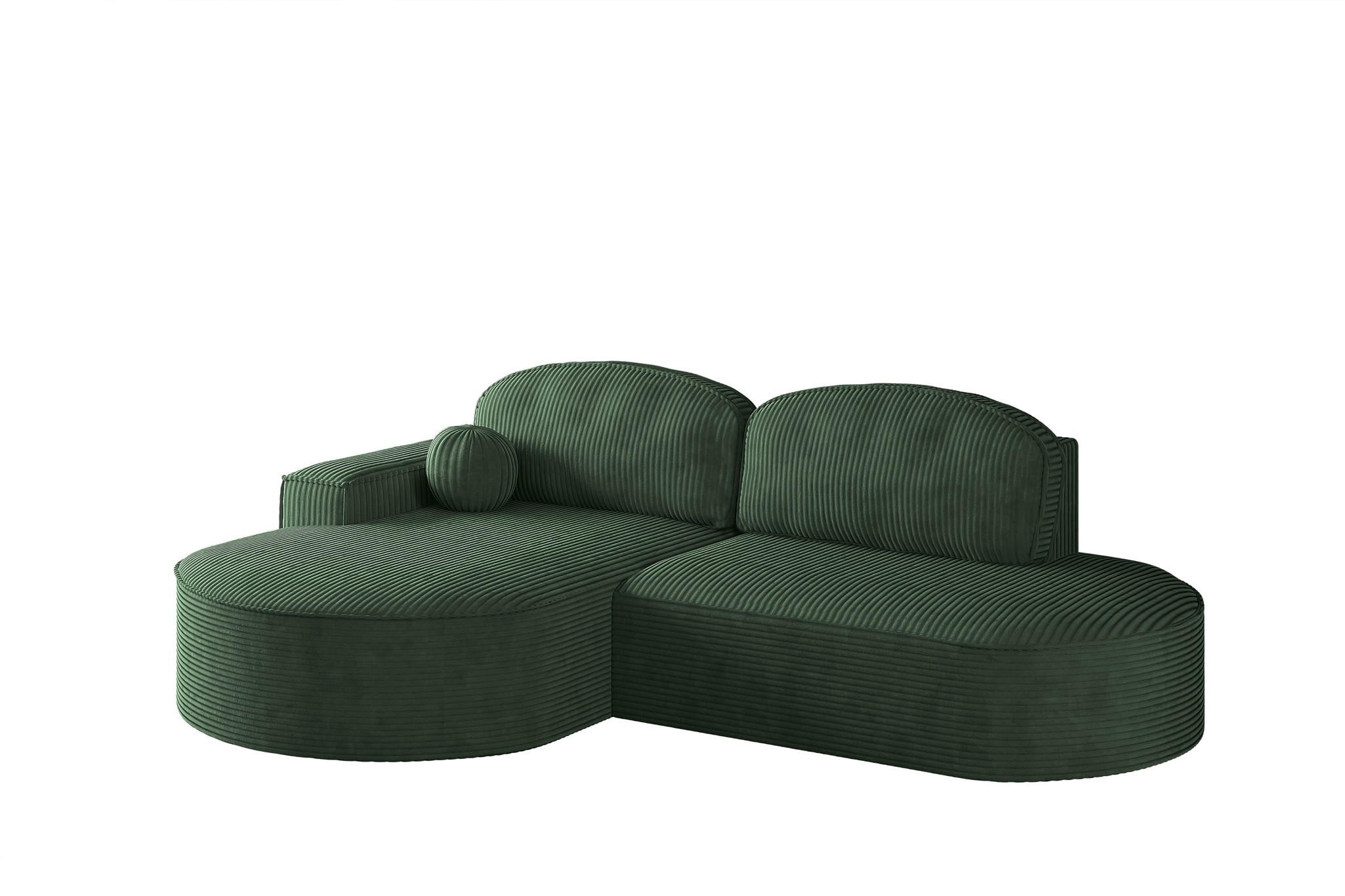 ECKSOFA Girona Mit Schlaffunktion - Grün, Holzwerkstoff/Textil (278/179cm) - Fun Möbel