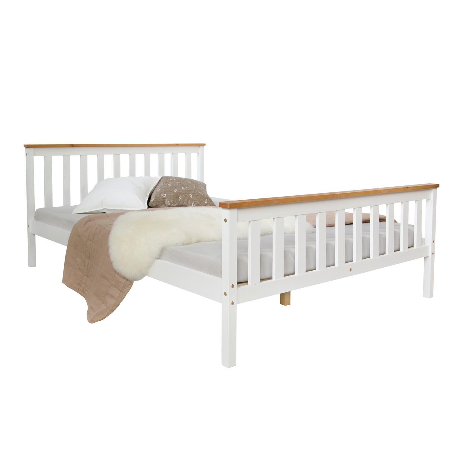 HOLZBETT 140/200 cm weiß natur - Weiß, Holz (140/200cm) - Homestyle4u