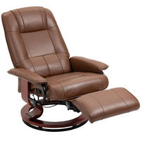 RELAXSESSEL Drehbar Fernsehsessel mit Liegefunktion, Fußstütze Kunstleder Braun - Braun, Holz/Kunststoff (87/100/78cm) - HOMCOM