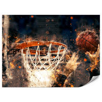 FOTOTAPETA Pre Študentskú Izbu Akvarel Basketbal Smeč Hráč Šport 150 x 105 cm - oranžová/hnedá, papier (150/105cm) - Muralo
