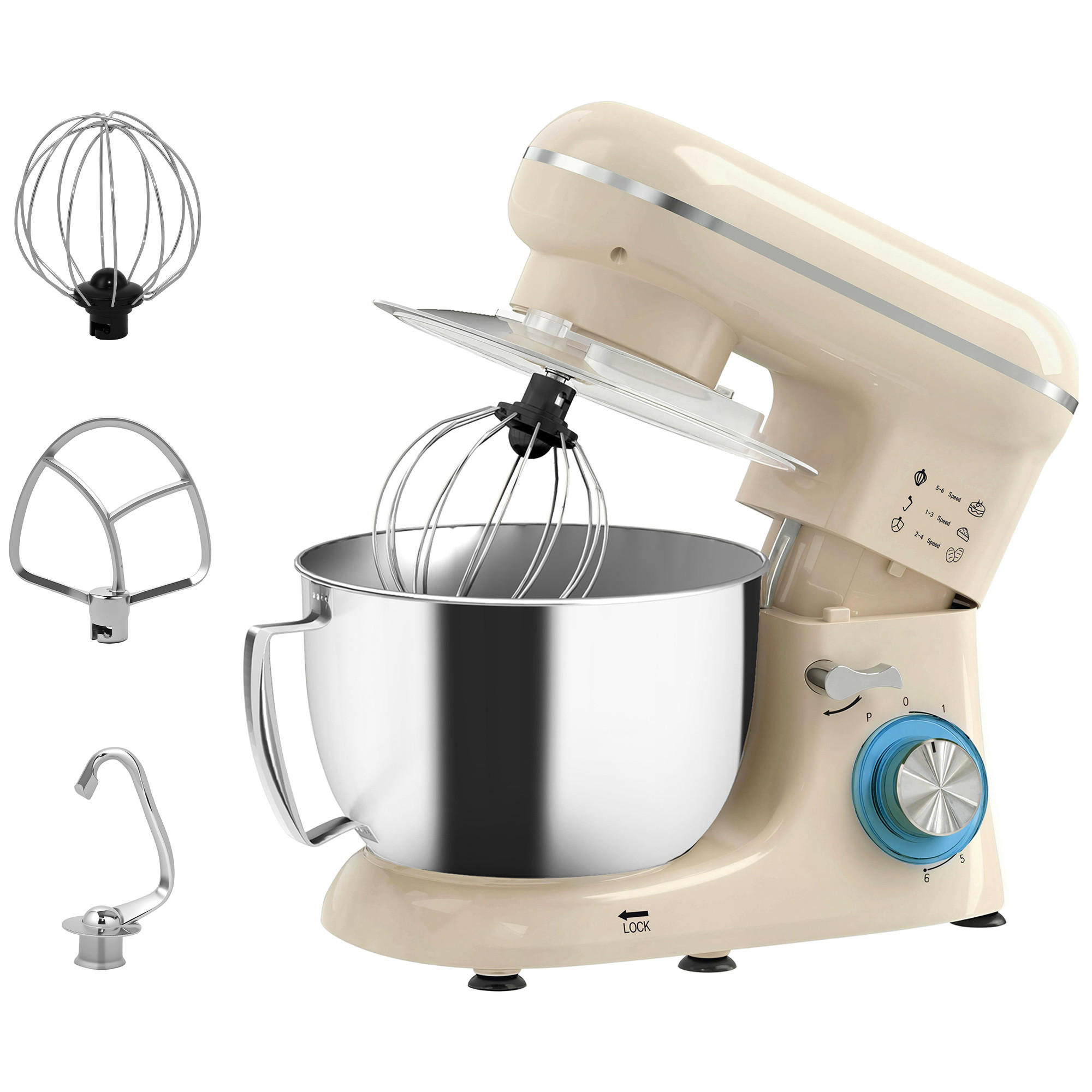 KÜCHENMASCHINE Edelstahl Kunststoff Beige - Edelstahlfarben/Beige, Kunststoff/Metall (22/29/35cm) - HOMCOM