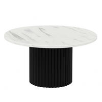 TISCH Weiß Riko Rund Gerillte Basis Marmor 90 cm - Weiß, Holzwerkstoff (90/90/42cm) - Sepro Meble