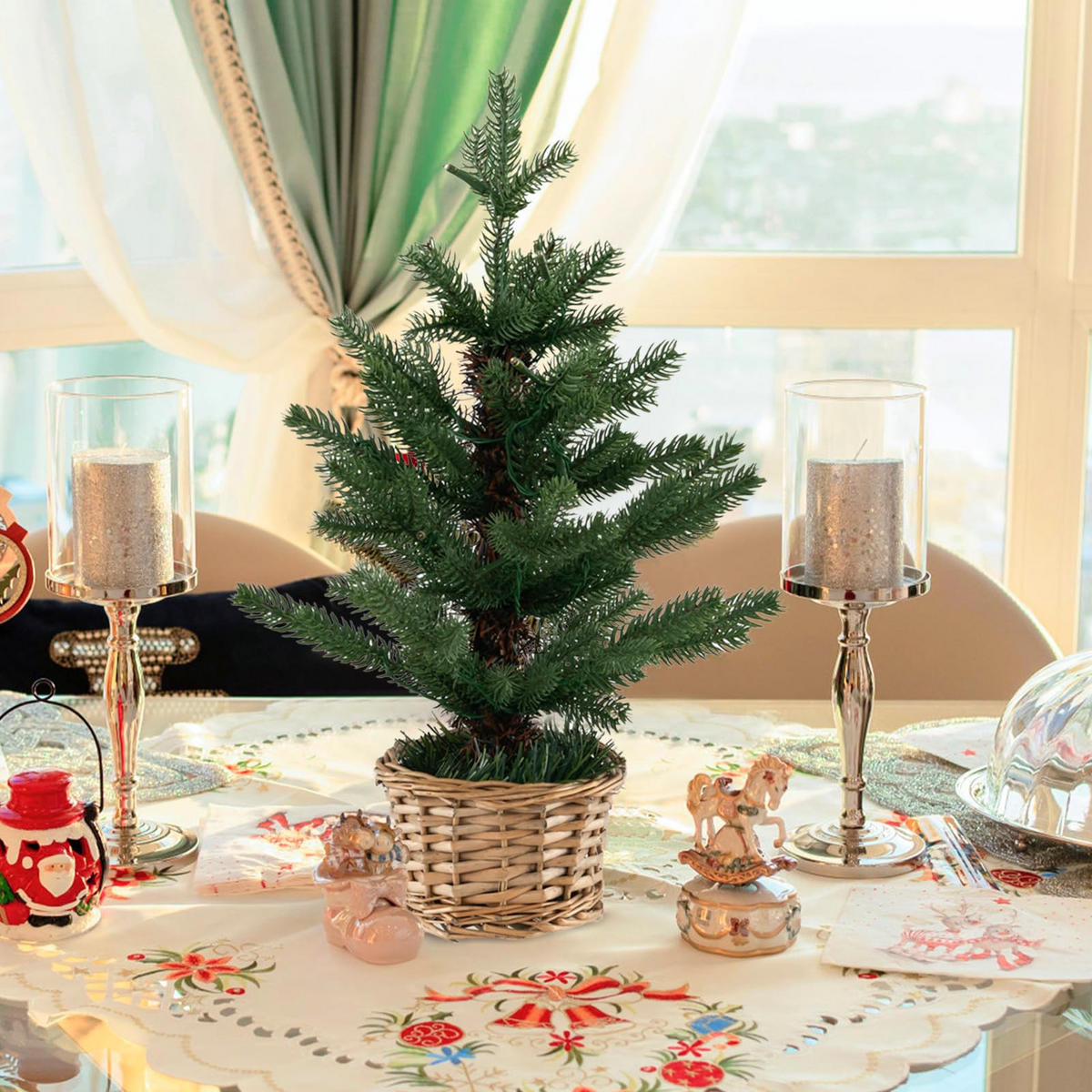 WEIHNACHTSBAUM beleuchteter Mini Tisch Tannenbaum 48 cm grün - Grün, Kunststoff (48cm) - COSTWAY