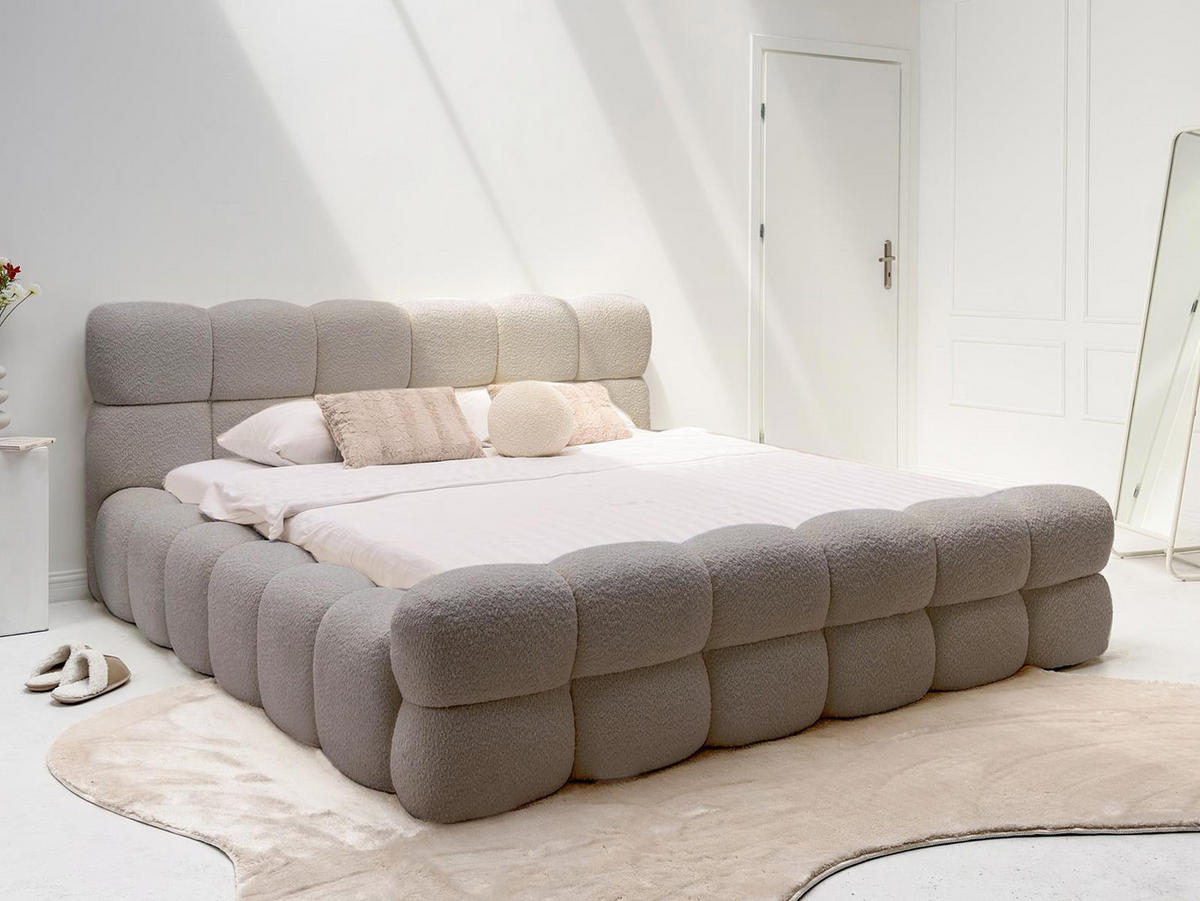 POLSTERBETT 140x200 DALIA Dunkelbeige - Sandfarben, Holzwerkstoff (140/200cm) - Compleo24